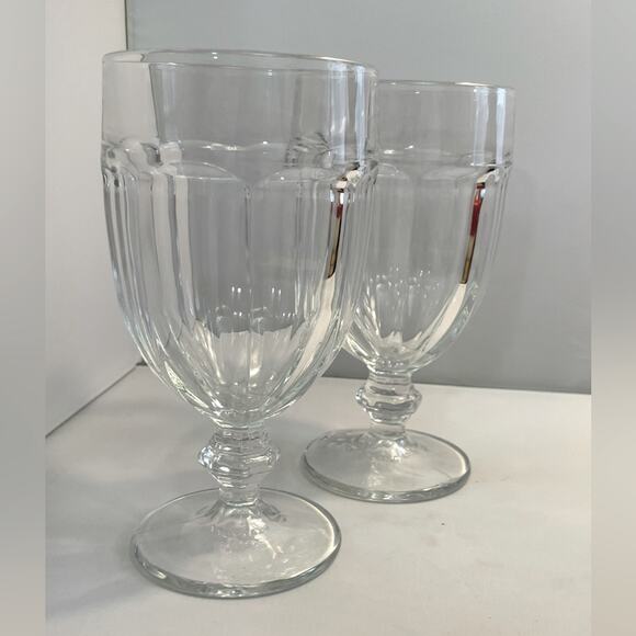 Pair Large Libbey Duratuff Goblet Drinking Glasses - Picture 2 of 7